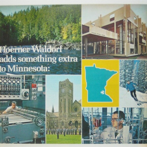 Vintage 1968 Hoerner Waldorf Ad Print Saint Paul Minnesota Map Skiing - Picture 2 of 2